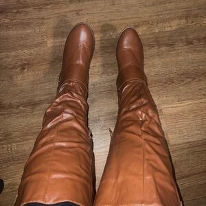 Ashley Stewart Brown Leather Winter Boots